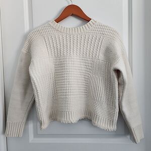 Madewell Stitchmix Pullover Sweater Women Size M Crewneck Chunky Knit Wool Blend